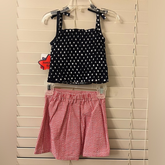 Red, White, Blue Toddler 3T/3 Skort Smocked Tank Top Patriotic Stars America Set - Picture 2 of 12